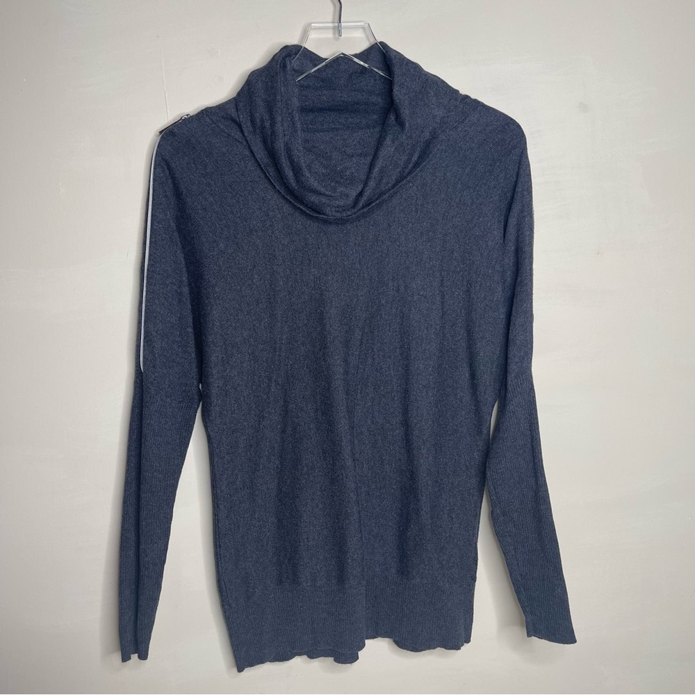 Michael Kors gray cowl neck zipper sleeve sweater